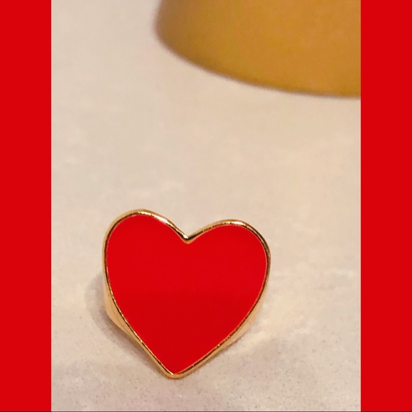 Red Enamel Heart Ring Size 7 - Picture 4 of 5